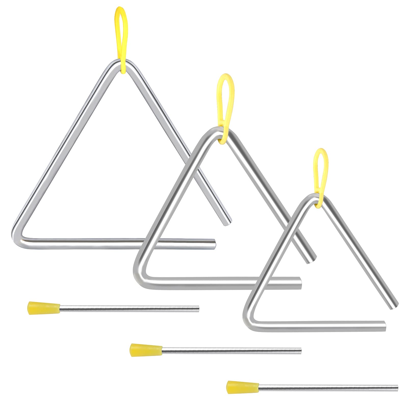 EASTROCK Triangle Instrument Set 3 Packs 4 5 6 Inch with Striker