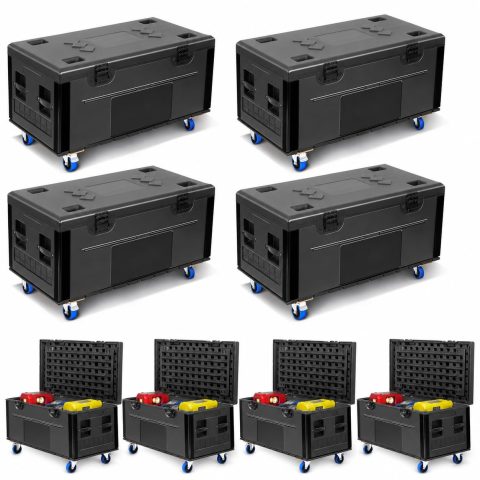 4 PACK Rolling Road Case with Heavy Duty Silent Wheels