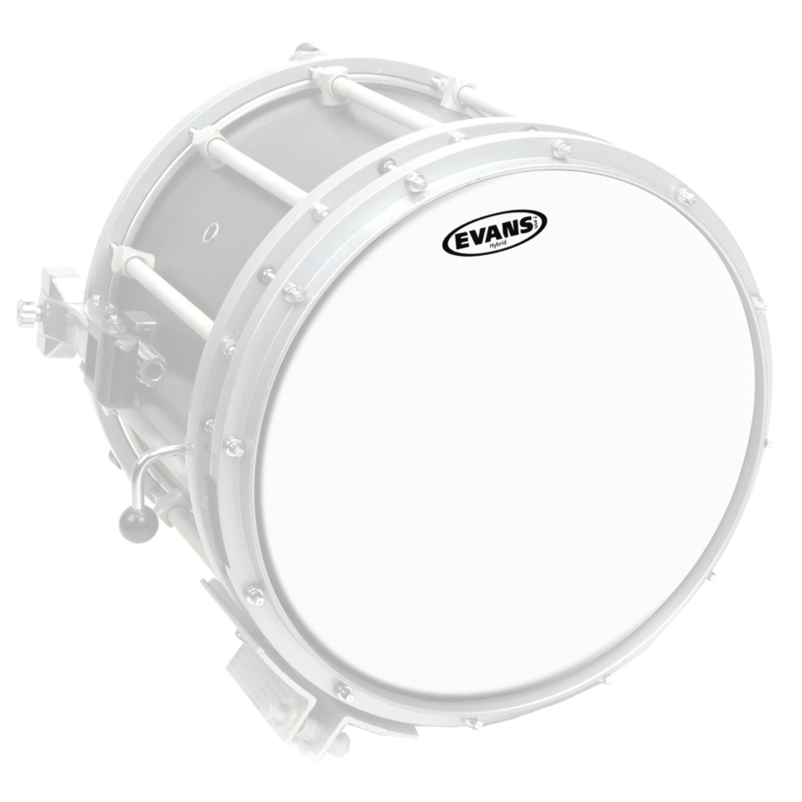 Evans Hybrid Drumhead – Hybrid Marching Snare Drum Head – For Sensitivity, Dynamic Range – Enhances Projection, Durability – White, 13 Inch