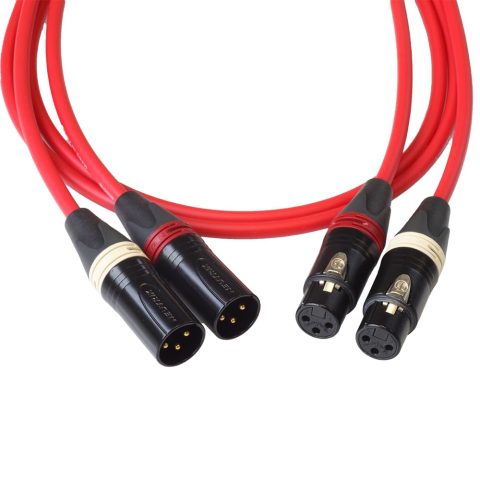 BJC Star Quad XLR Cables, Canare L-4E6S with Neutrik BXX-Series XLRs (Stereo Pair, Red, 50 Foot)
