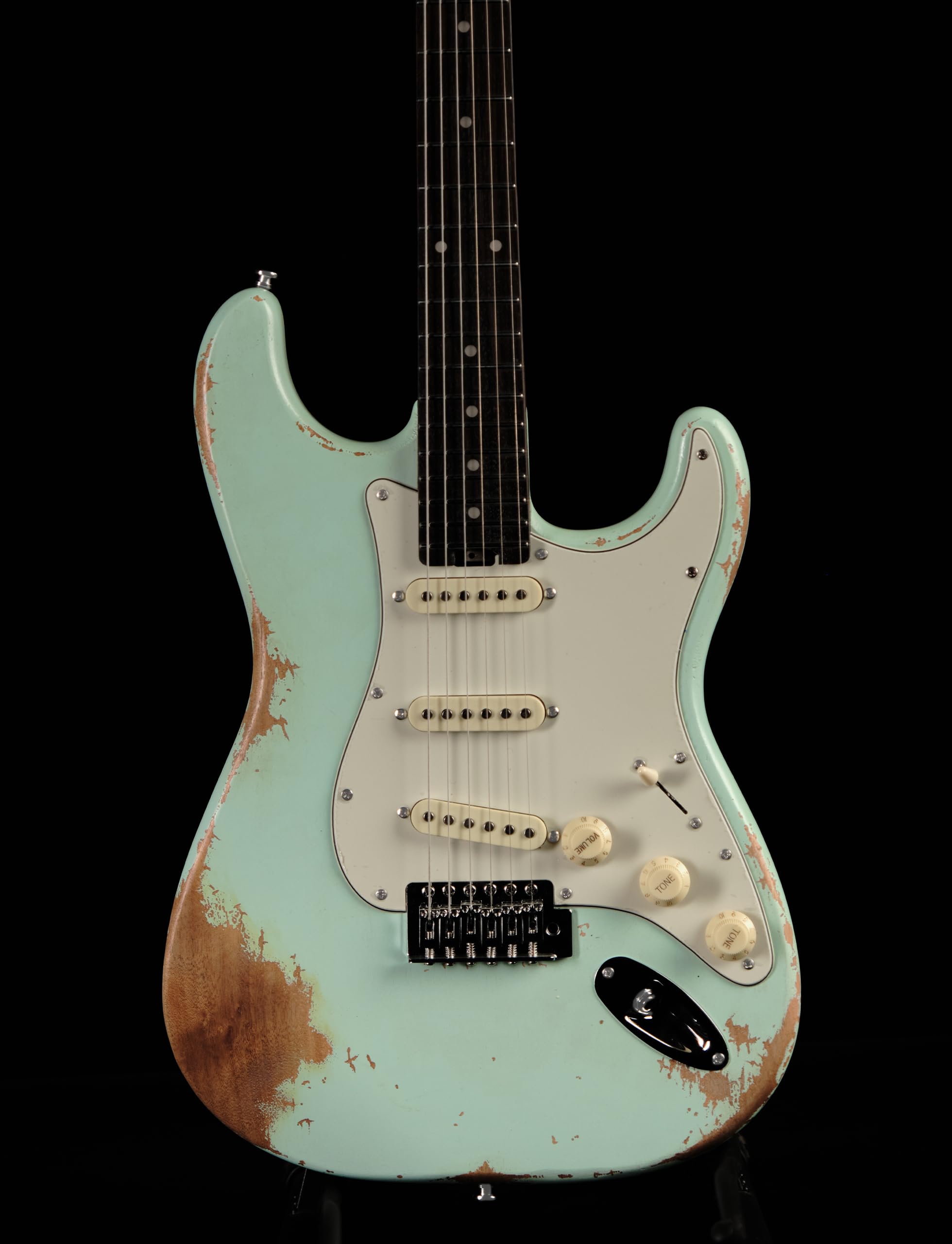 KGD Relic Electric Guitar,Roasted Maple Neck and Rosewood fingerboard,Bone Nut,6-String Relic Guitar,Professional/Full Size/Electric Guitars for Adults (Surf Green)