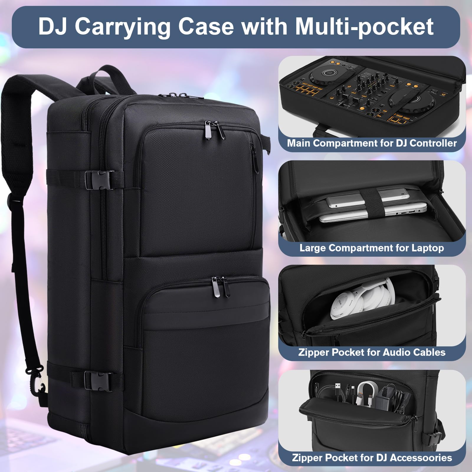 DJ Controller Case Backpack Compatible with DDJ FLX4 / 400 / REV1 / SB3