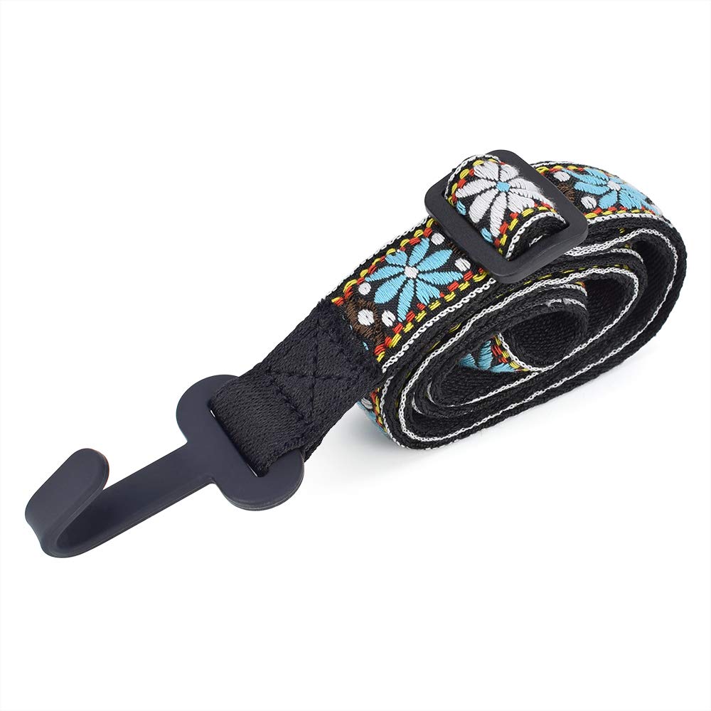 CLOUDMUSIC Ukulele Strap Clip On, Blue White Flower