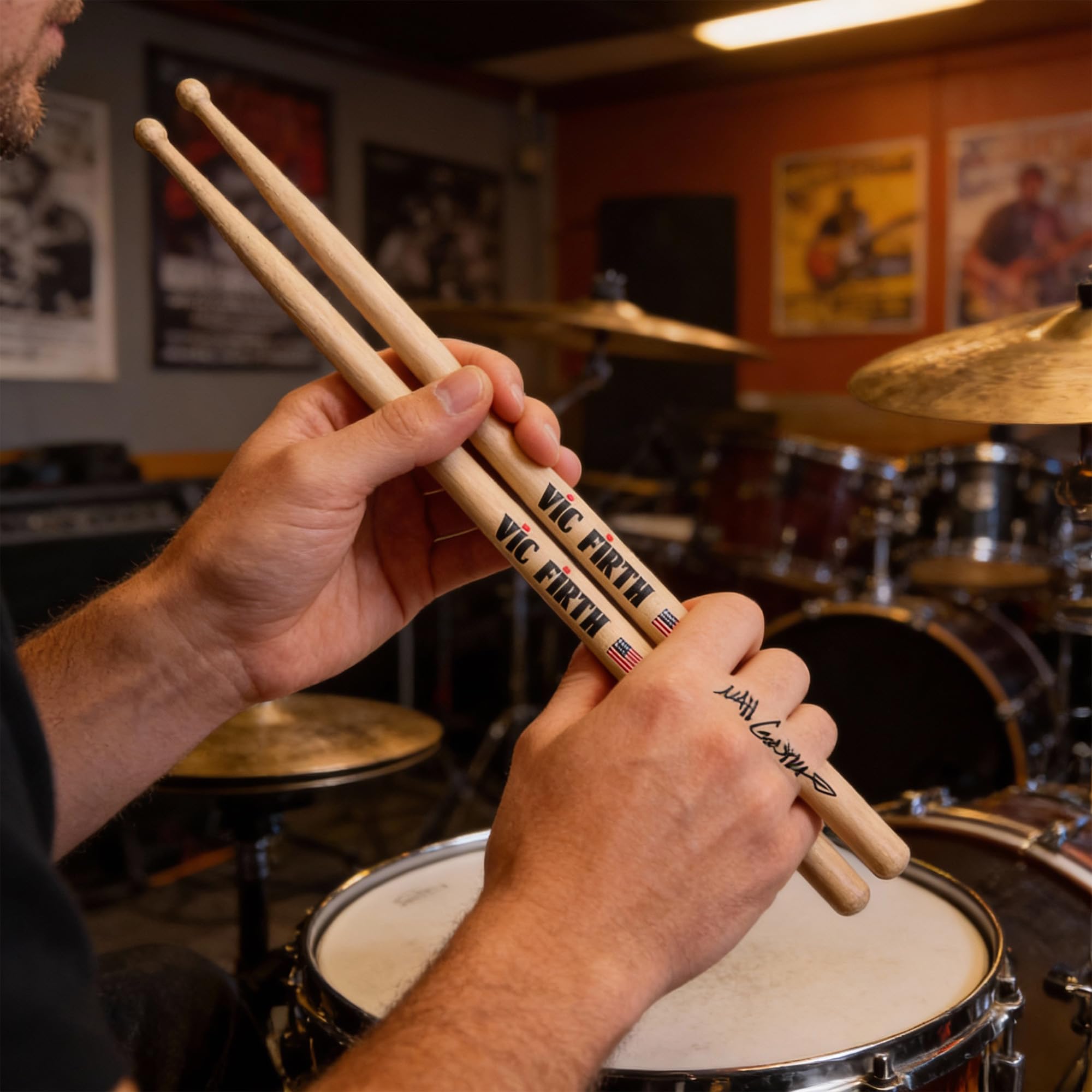 Vic Firth Signature Series Matt Garstka Drumsticks – 3‑Pack Bundle with Austin Bazaar Polishing Cloth