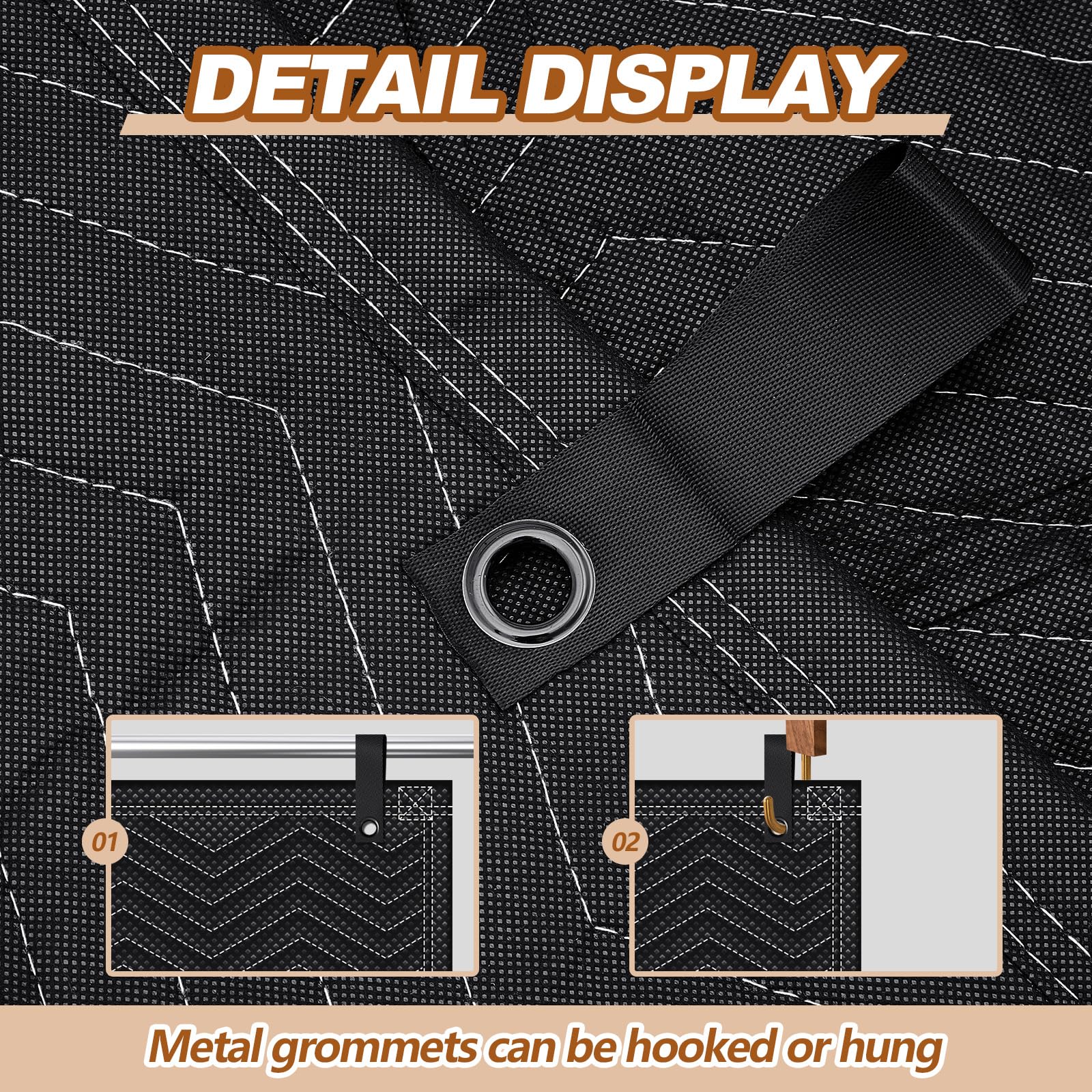 Tudomro 2 Pcs Sound Dampening Blanket Soundproof Blanket Grommeted General Indoor or Outdoor Use(48 x 78 Inches)
