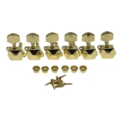 KAISH 6 Inline Semi-Closed Guitar Tuning Keys Pegs Guitar Tuners Machine Heads for Electric Guitars Gold