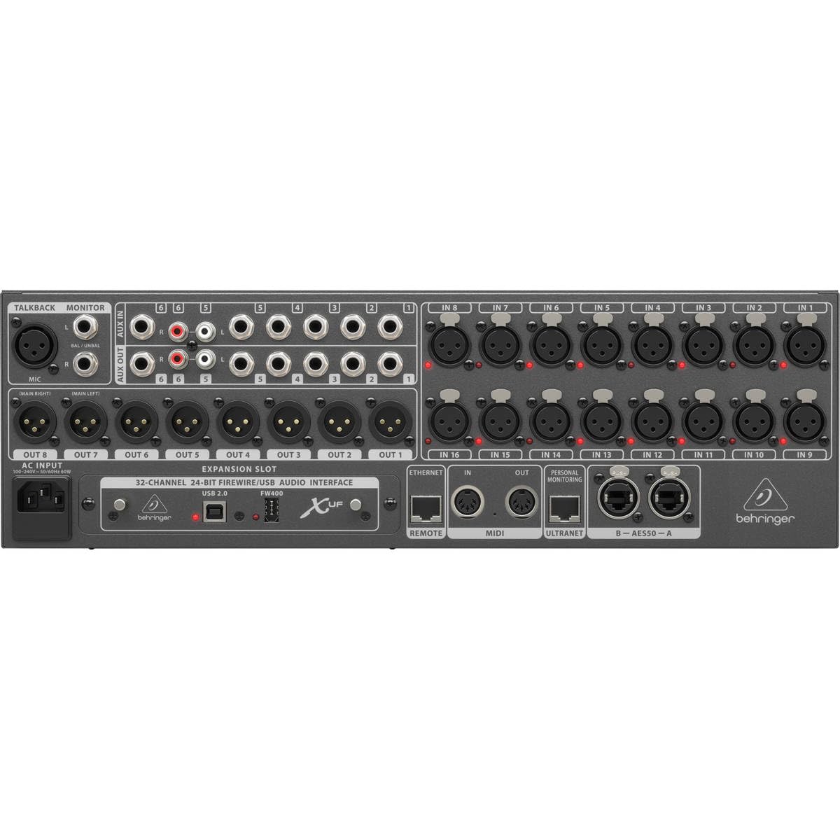 Behringer X32 RACK 40-Input, 25-Bus Digital Rack Mixer with 16 Programmable Midas Preamps, USB Audio Interface and iPad/iPhone* Remote Control