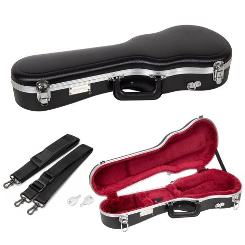 Crossrock Soprano Ukulele Case, Fit for 21 inches | Molded Hardshell with Scratch-Resistant Matte Finish, Security Lock, Accessory Compartment & Shoulder Straps — Black (CRA880SUBK)
