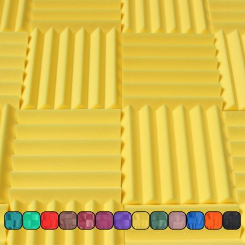 Soundproofing Acoustic Studio Foam – Yellow Color – Wedge Style Panels 12”x12”x2” Tiles – 4 Pack