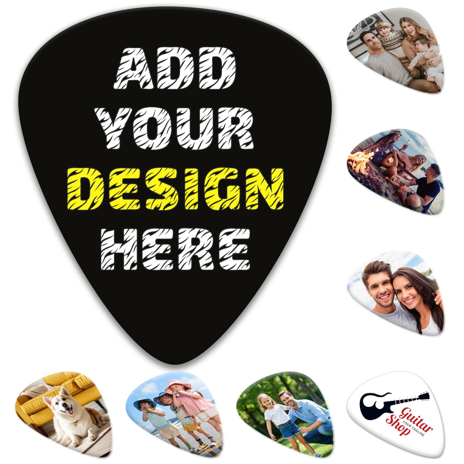 Custom Guitar Picks 6 Pack, Personalized Guitar Picks Double-Sided Printing, Design Your Own Customized plectrum for Electric Guitar, Bass, Ukulele Accessories Gifts for Men Women (0.96mm)