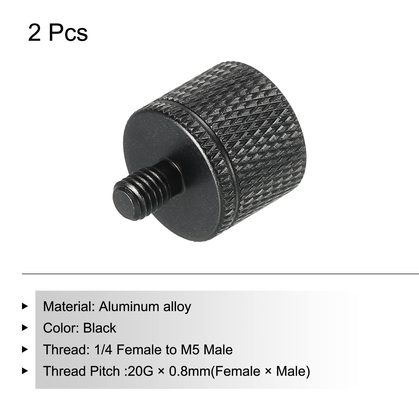 MECCANIXITY Mic Stand Adapter 1/4 Female x M5 Male Camera Screw,Black 2 Pcs