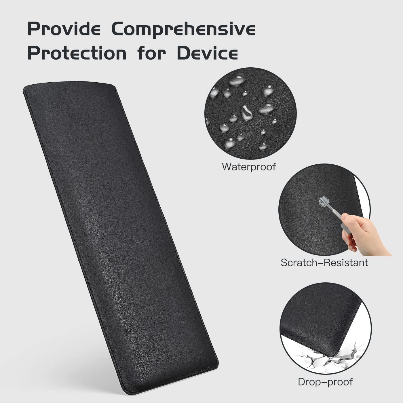 CaseBuy PU Leather Keyboard Sleeve Cover Case for 2024 Apple Magic Keyboard with USB-C & 24″ iMac Magic M1 M3 M4 Chip A2520 A1843 & 2022 Mac Studio with Numeric Keypad Accessories Bag Pouch – Black