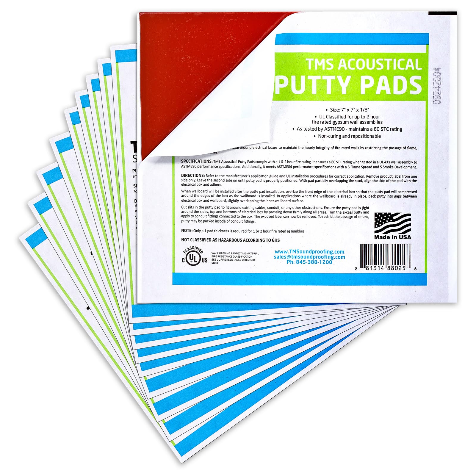 Trademark Soundproofing Acoustical Putty Pads – UL Rated Fire Stop, Electrical Putty Pads for Electrical Boxes, Wall Openings Outlet – UL and STC Rating – Box of 10 – Made in USA