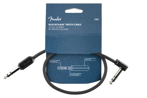 Fender Blockchain 16″ Patch Cable, Guitar Cable, Guitar Accessories, Stereo TRS, Straight/Angle
