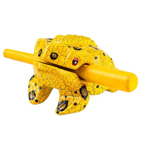 GOGHOST 3.5 inch Frog Guiro Rasp Wooden Instrument (Painted Yellow)