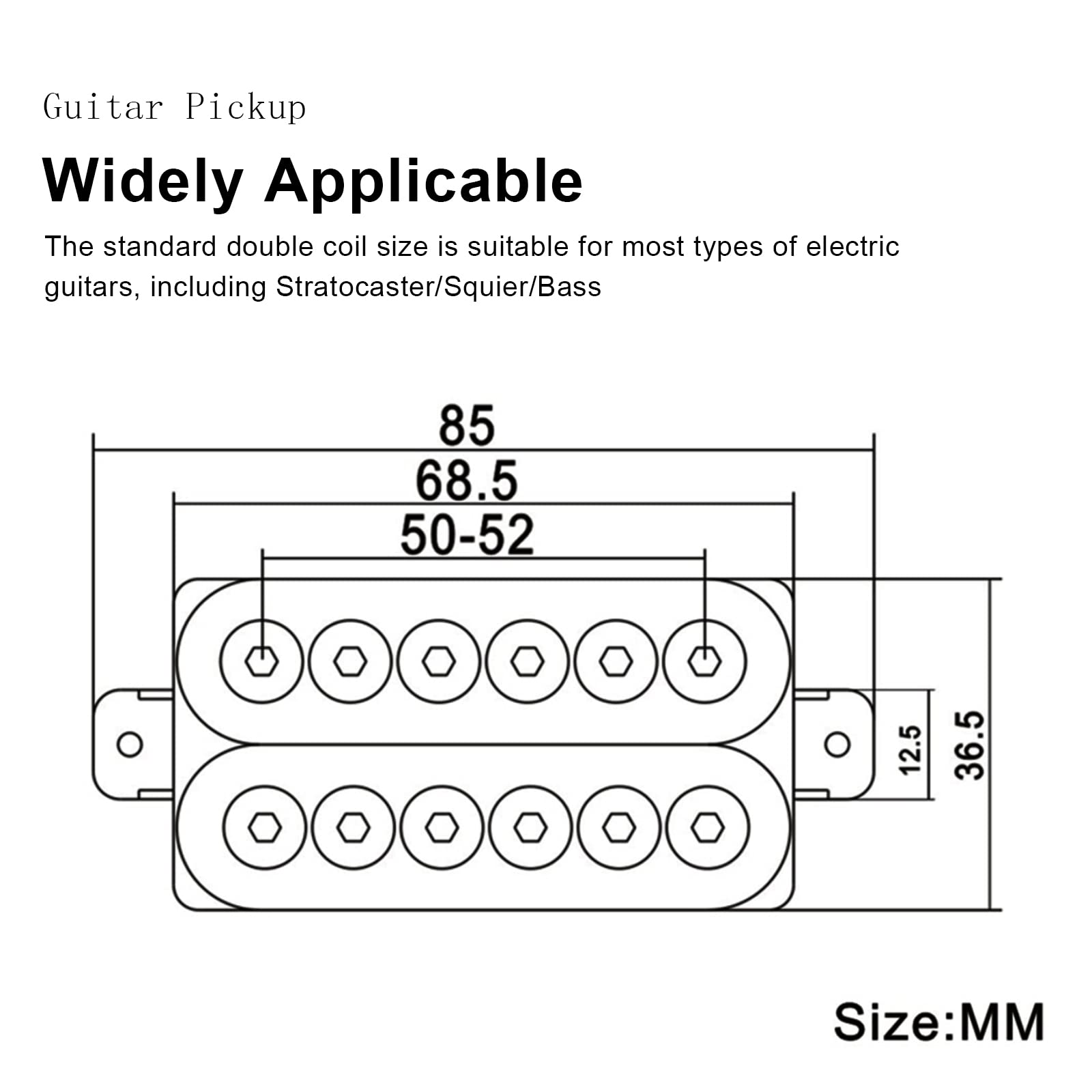 SAPHUE Adjustable Metal Double Coil Electric Guitar Pickups Humbucker Punk Neck/Bridge Pickup (Ivory&Black)