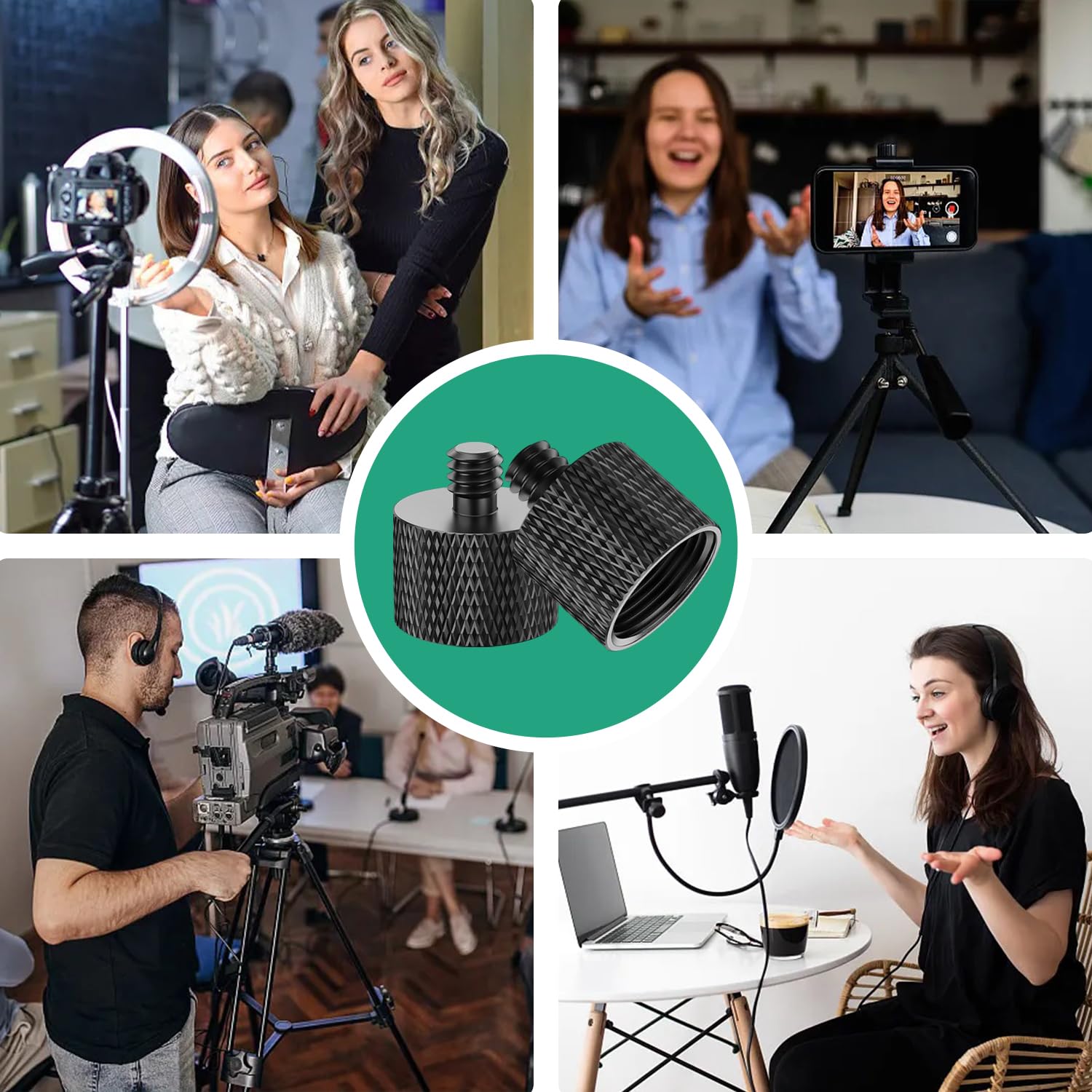 Mic Stand Adapter 5/8 female to 1/4 male Screw Adapter Mic Thread Screw for Microphone Stand Mic Mount 8 Piece by Rigych