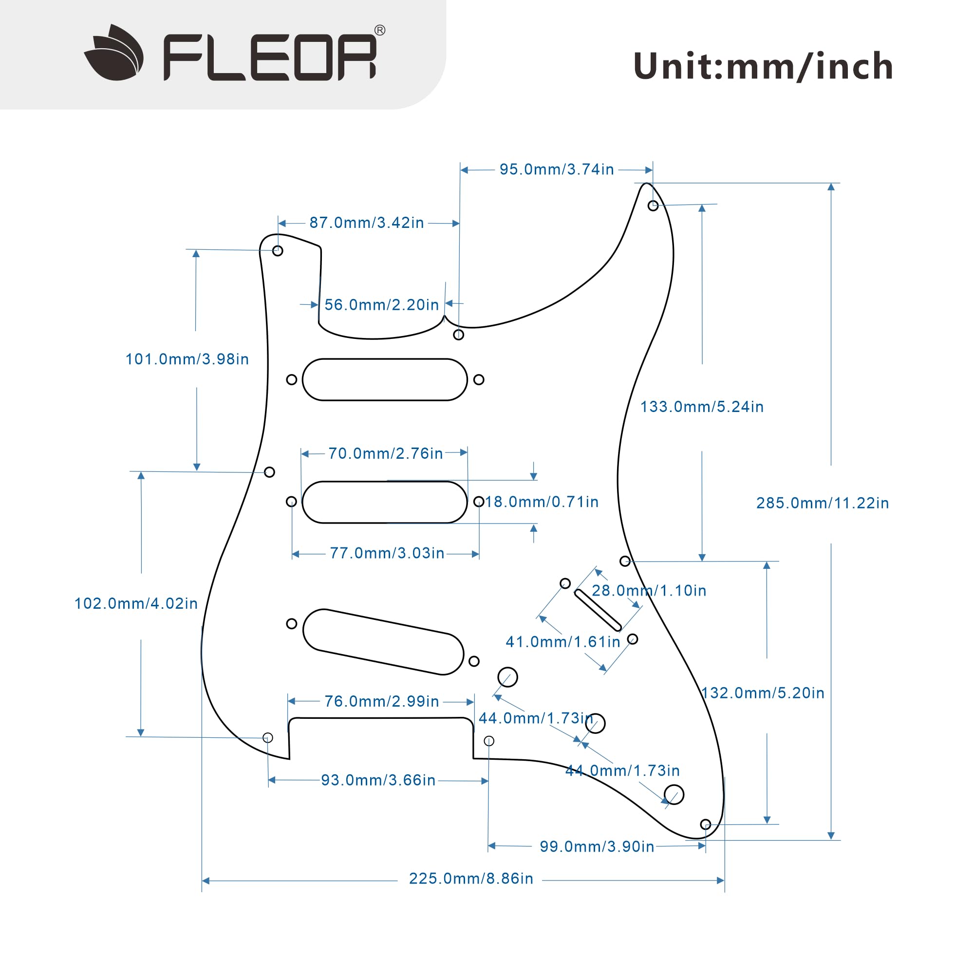 FLEOR SSS 8 Hole Vintage ST Pickguard Guitar Back Plate with Screw for Vintage ST Style Guitar Parts, 3Ply Mint Green