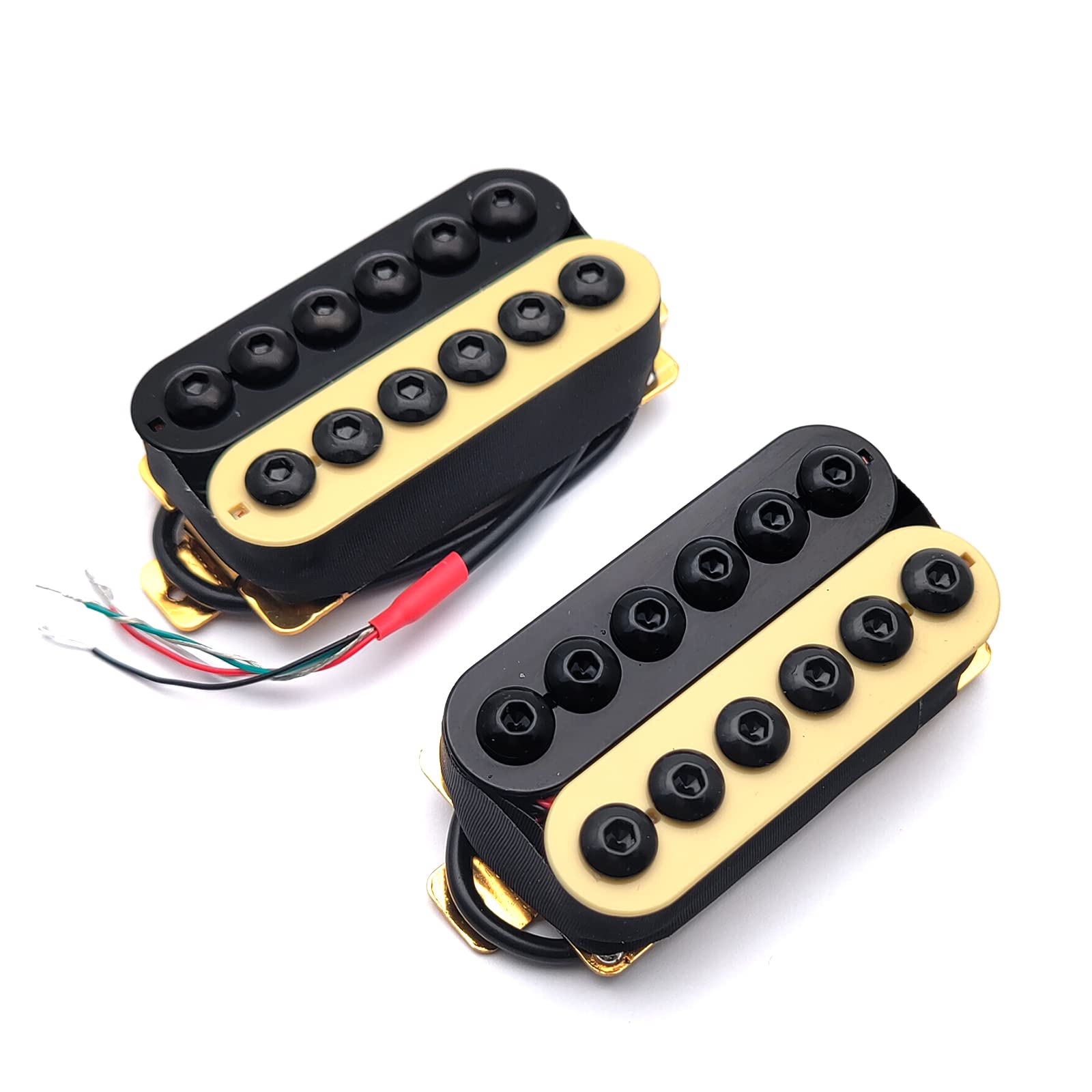 SAPHUE Adjustable Metal Double Coil Electric Guitar Pickups Humbucker Punk Neck/Bridge Pickup (Ivory&Black)