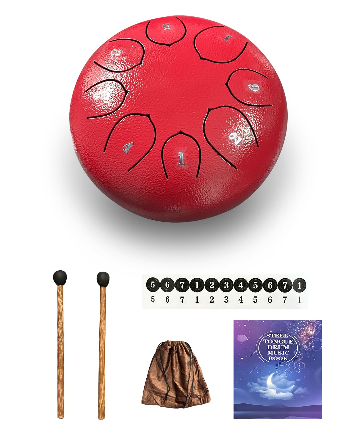 Cossain Steel Tongue Drum, 6 Inches 8 Notes Tongue Drum, B Major Rain Drum for Outside, Meditation & Yoga, Percussion Music Gift for All Ages