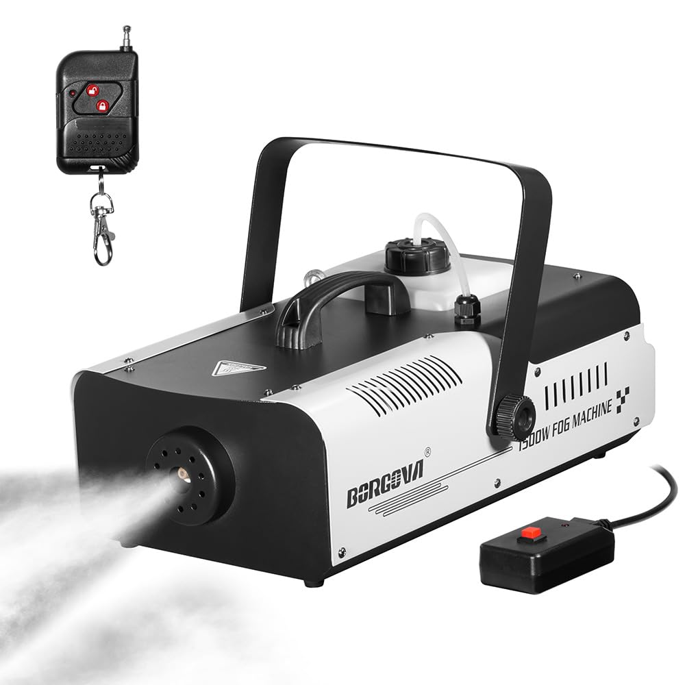 BORGOVA 1500W Fog Machine 2.2L Wireless Remote Stage Smoke Machine
