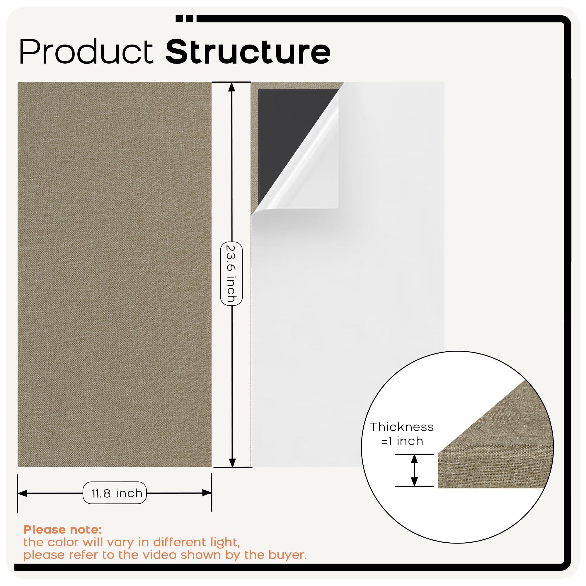 BUBOS 2-Pack Fabric Acoustic Panels 23.6×11.8×1″, Self-Adhesive Sound Panel