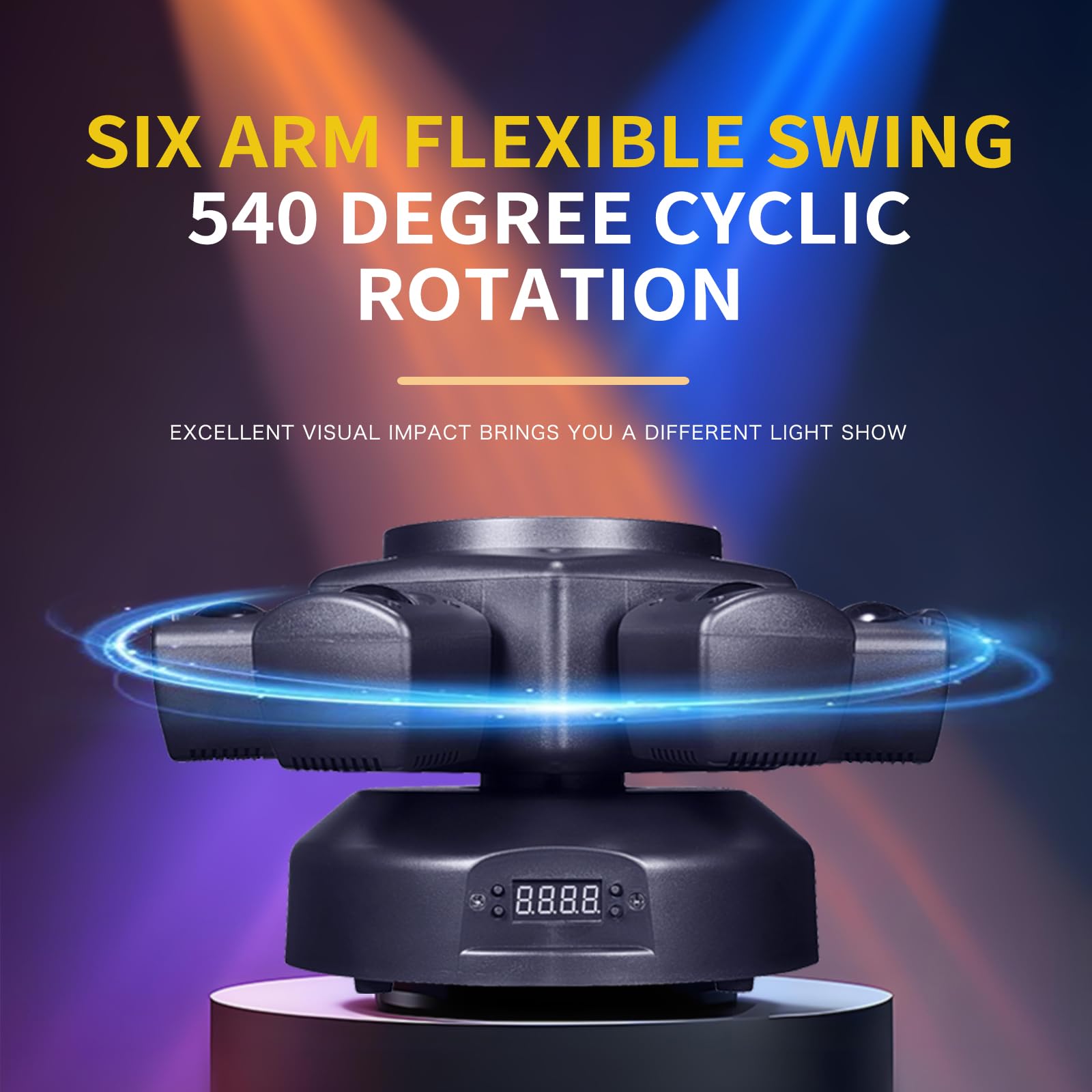 Moving Head DJ Lights for Parties, Disco Lights with Remote Control, RGBW LED DJ Stage Lighting Sound Activated DMX 512 Control for Disco Club Wedding Party, Bar, Graduation Party
