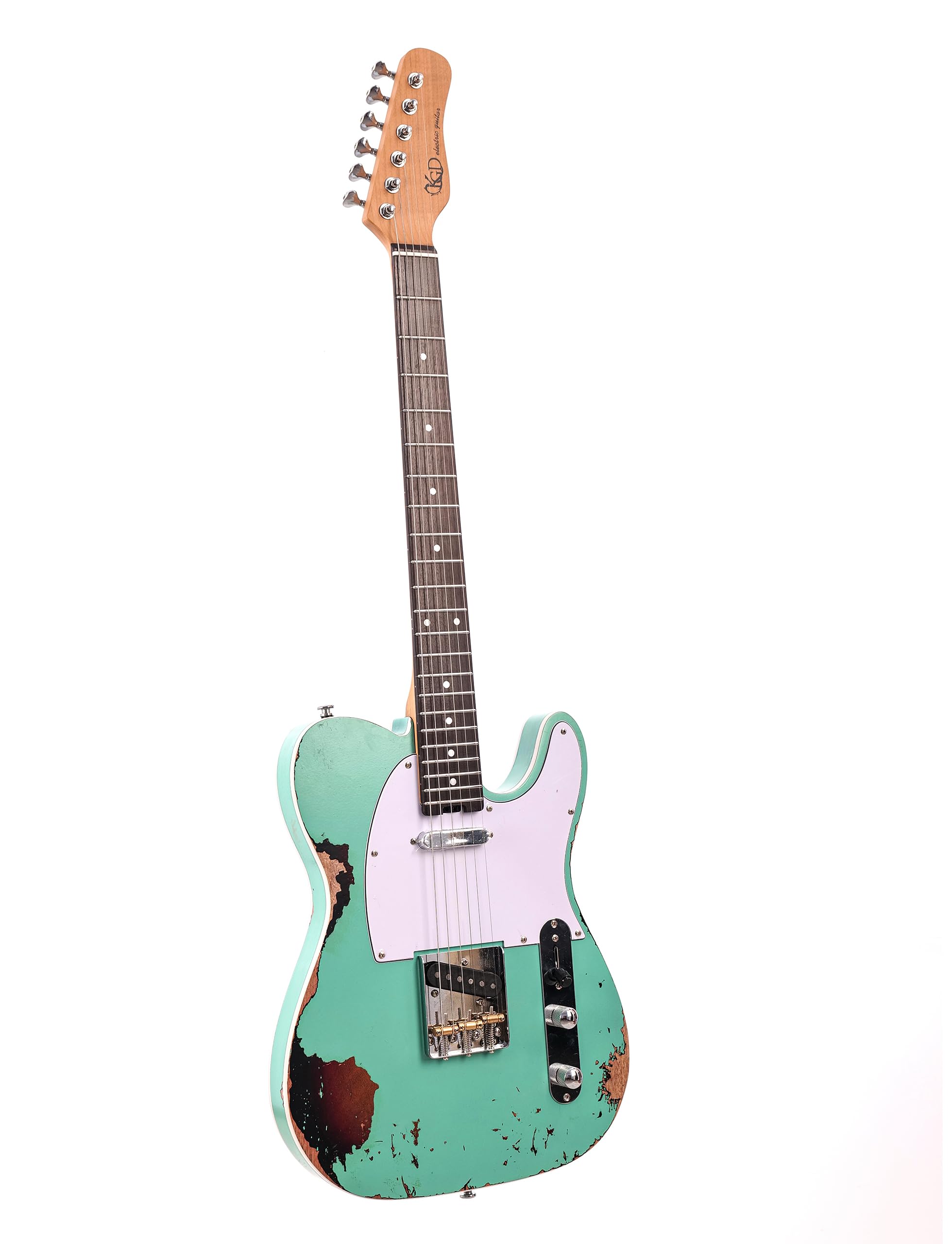 KGD Relic electric guitar mahogany body carbonized maple neck rosewood fretboard 6-string solidbody electric guitar S-S pickupsbrass barrel saddle bridge (Spectra Green)
