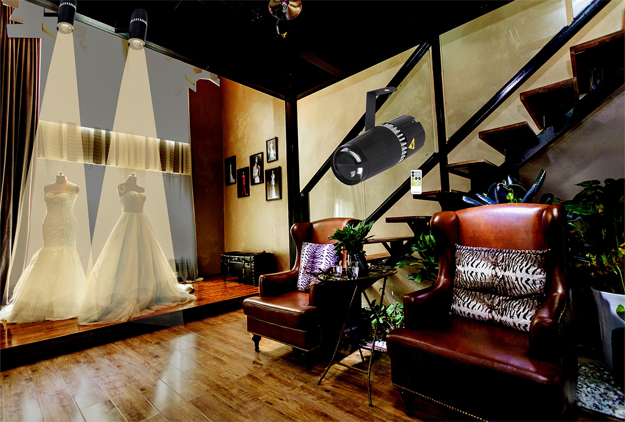 LED pinspot Stage Light,SENLAN 6W Double White/Cool White&Warm White pinspot by IR Controller (spot)