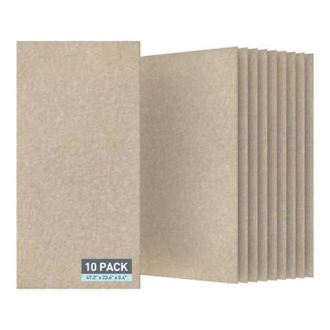 UMIACOUSTICS 10 Pcs Acoustic Panel,47.2 x 23.6 Inches Sound Proof Panel for Echos, Reverb Treatment for Home Studio, Office, Light Tan