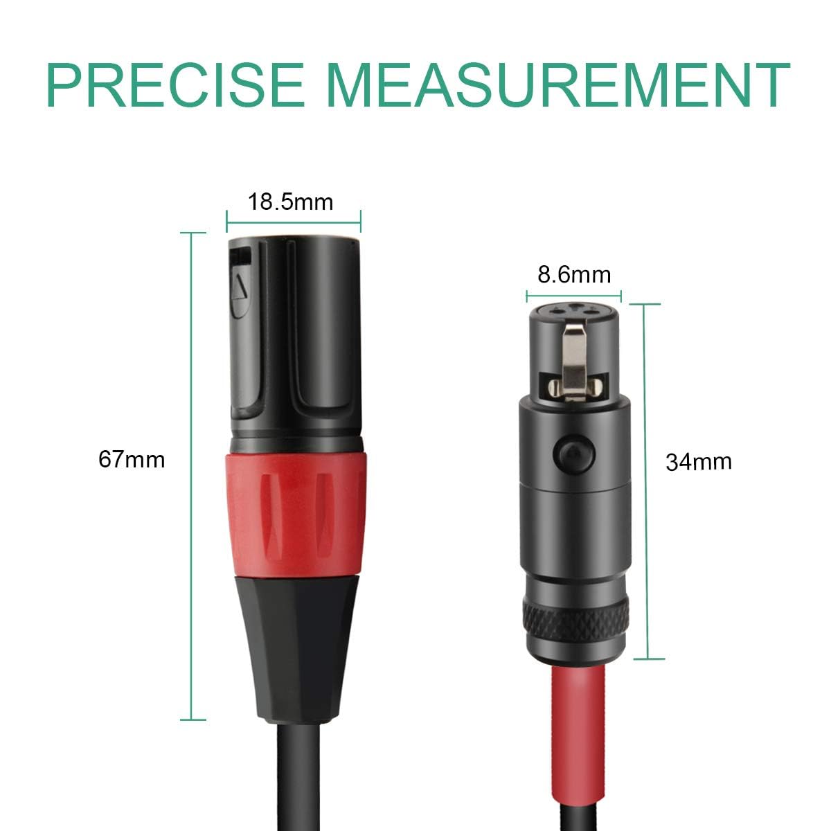 JOMLEY Mini XLR Female to Regular XLR Male Pro Lapel Microphone Cable, 1FT