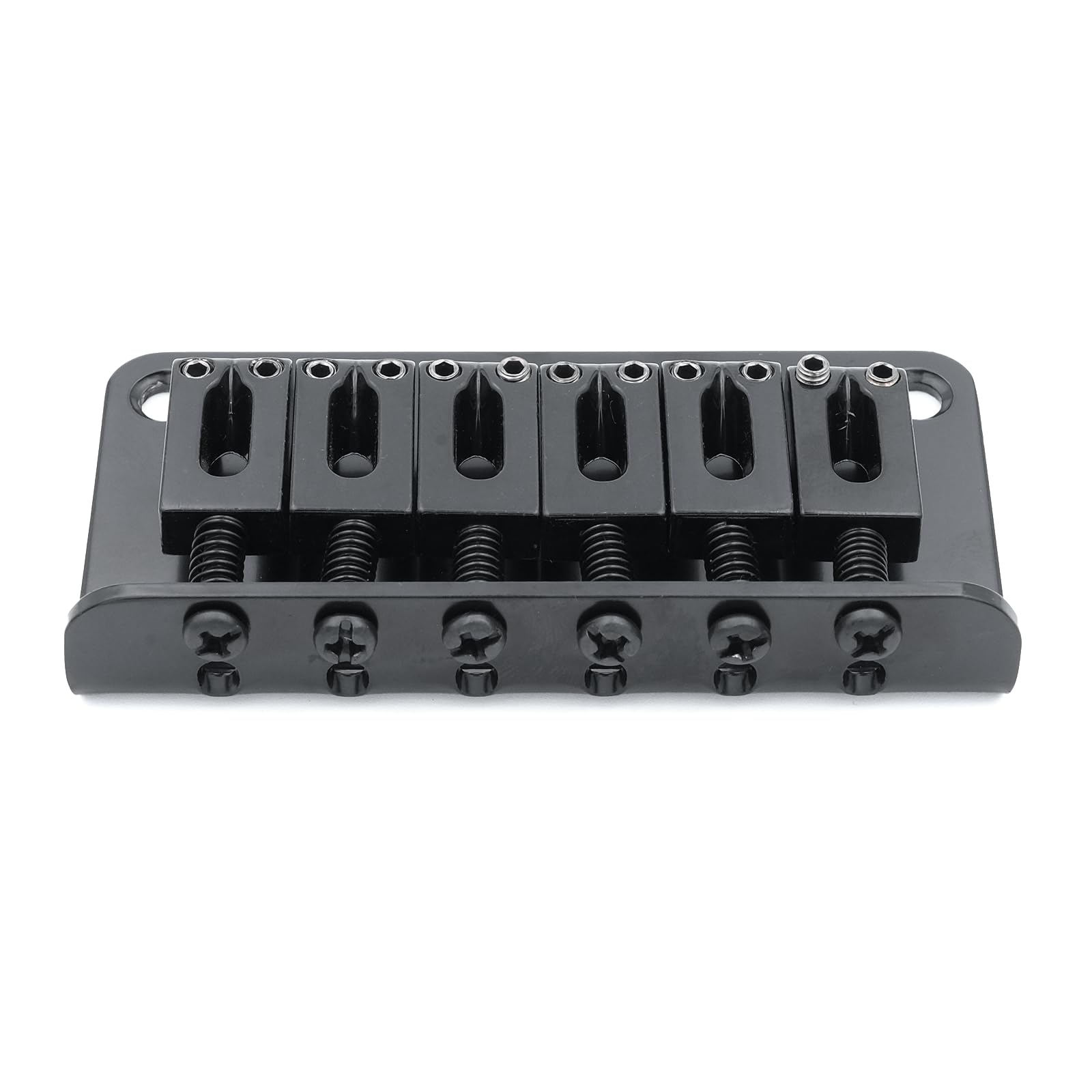 Xuxing 78mm Fixed Hardtail Bridge for 6 String Fender Strat Tele Electric Guitar (Black, 78mm)