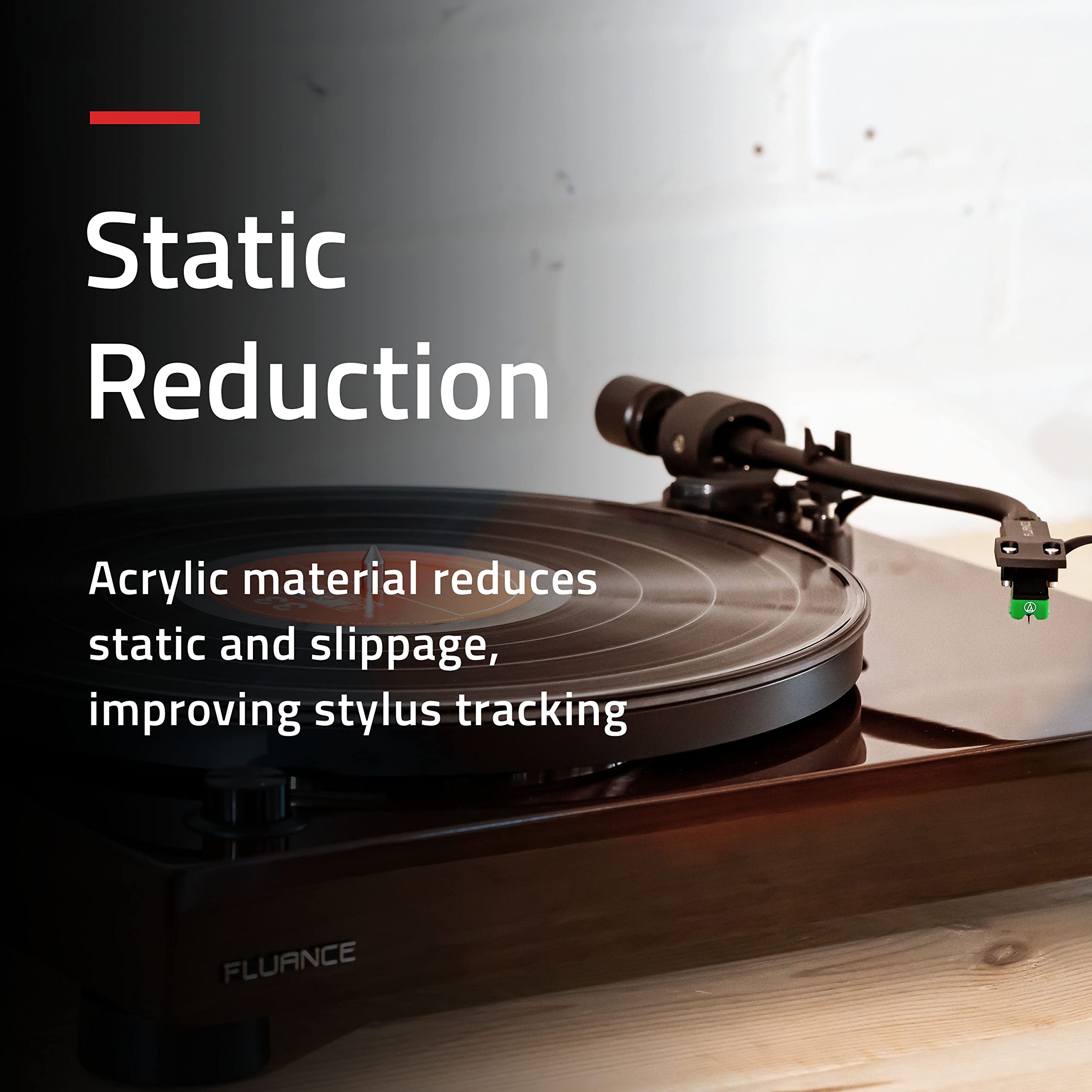 Fluance Acrylic Platter Mat for Turntables – Reduces Vibrations for Improved Sound Clarity for Vinyl Record Playback, Antistatic, Precision Machined, Compatible with 12″ Record Players (PM50)