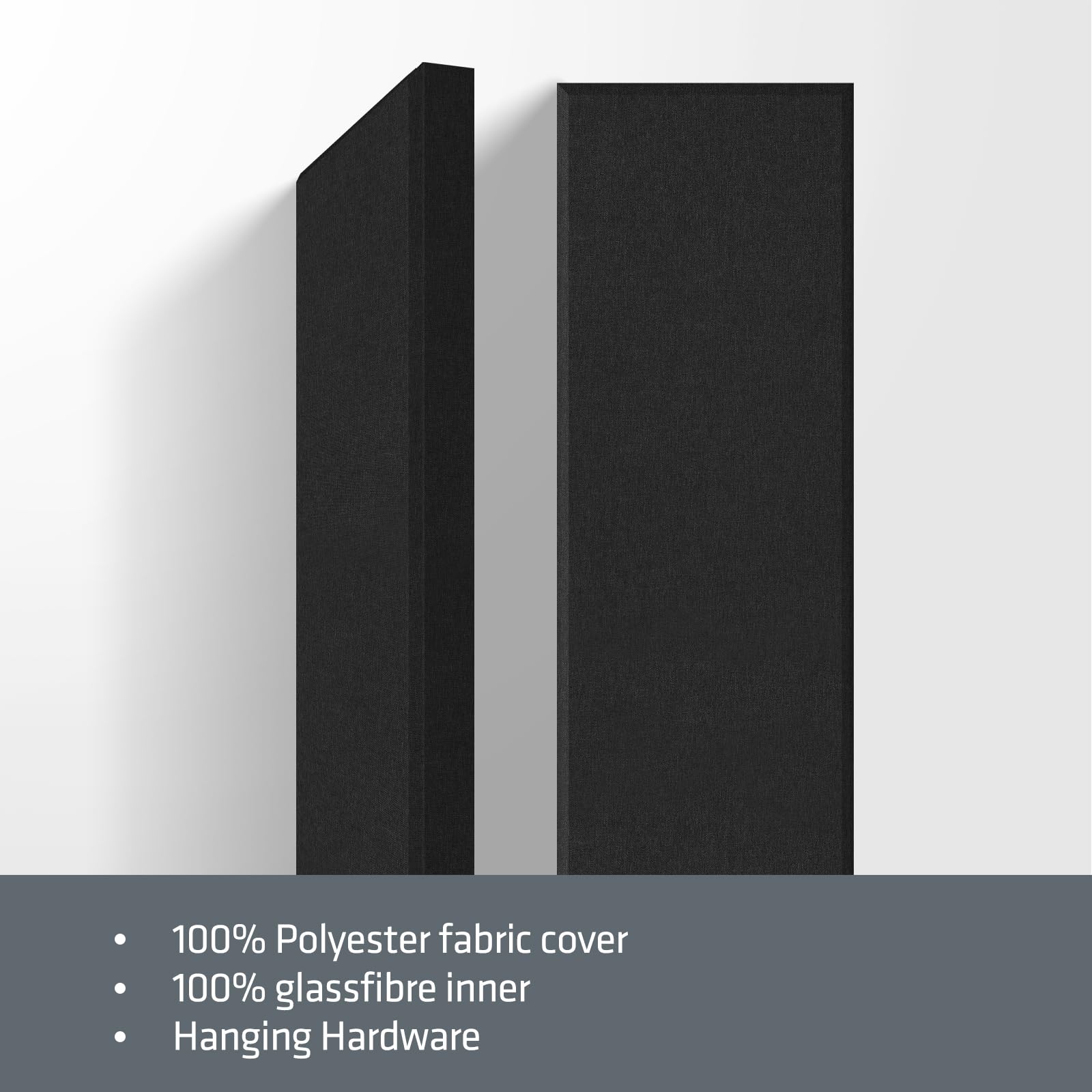 23.62″ X 11.81″ Fiberglass Wall Panel, 2 Pack Acoustic Panels, Decorative sound proof panel, Professional Sound Absorbing for Office, Studio, Home Theatre – Black