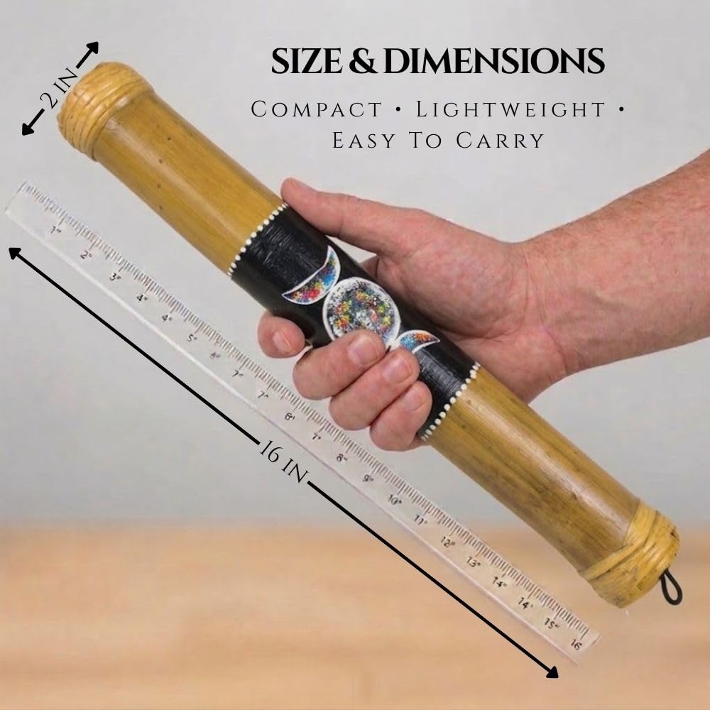 KHEOPS | Bamboo Rain Stick Instrument | Triple Moon | Handcrafted Wooden Musical Instrument for Meditation, Relaxation & Rhythm | Gentle Rain Sound Effect | Small 15.5″ | US-Based Business