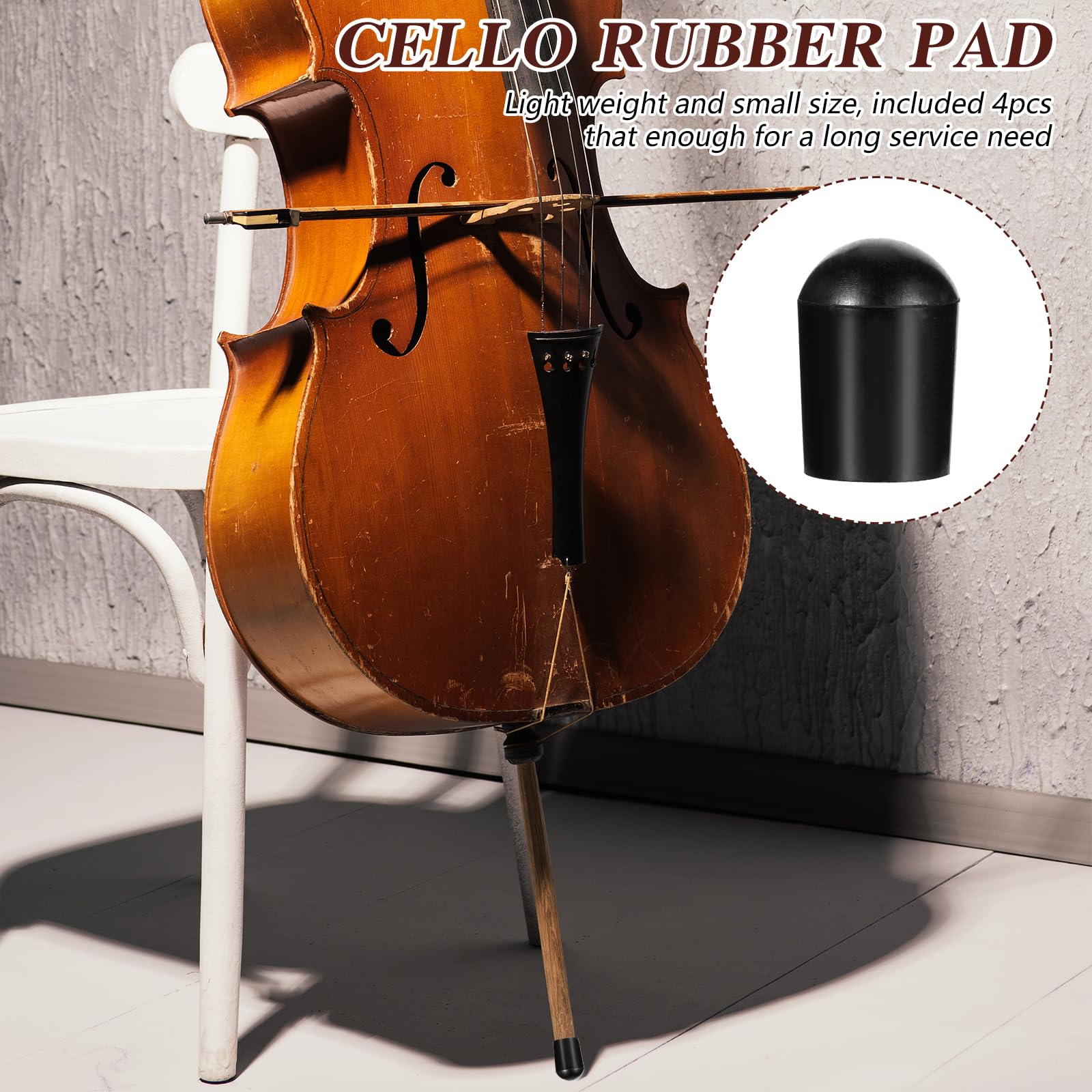 2Pcs Cello Endpin Rubber Tip, Cello Endpin Stopper Slipstop Holder Celloes Rock Stopper End pin Cap Protector Instrument for Celloes Practice Performance