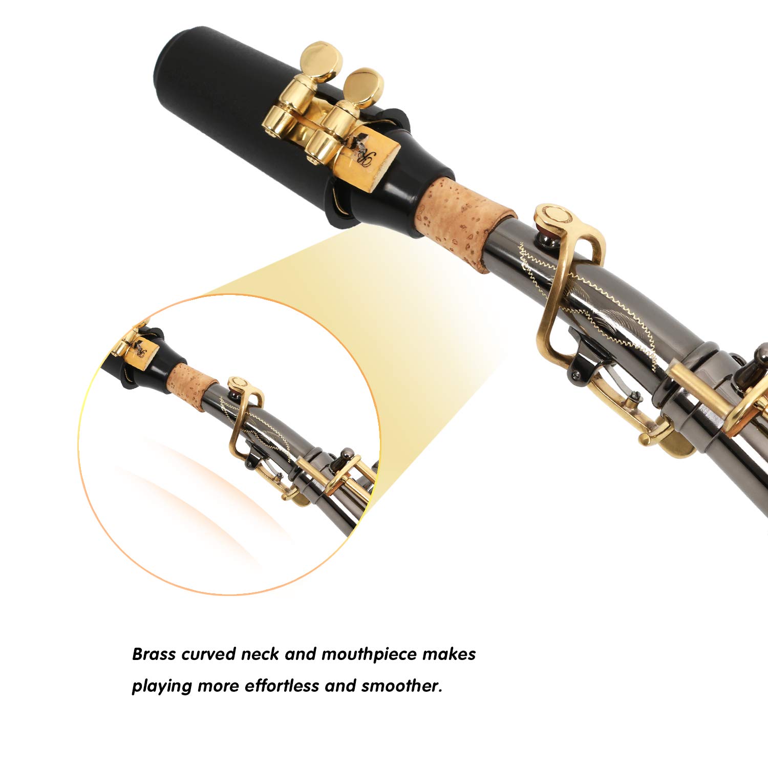 EASTROCK Bb Straight Soprano Saxophone Black Nickel for Beginners Students