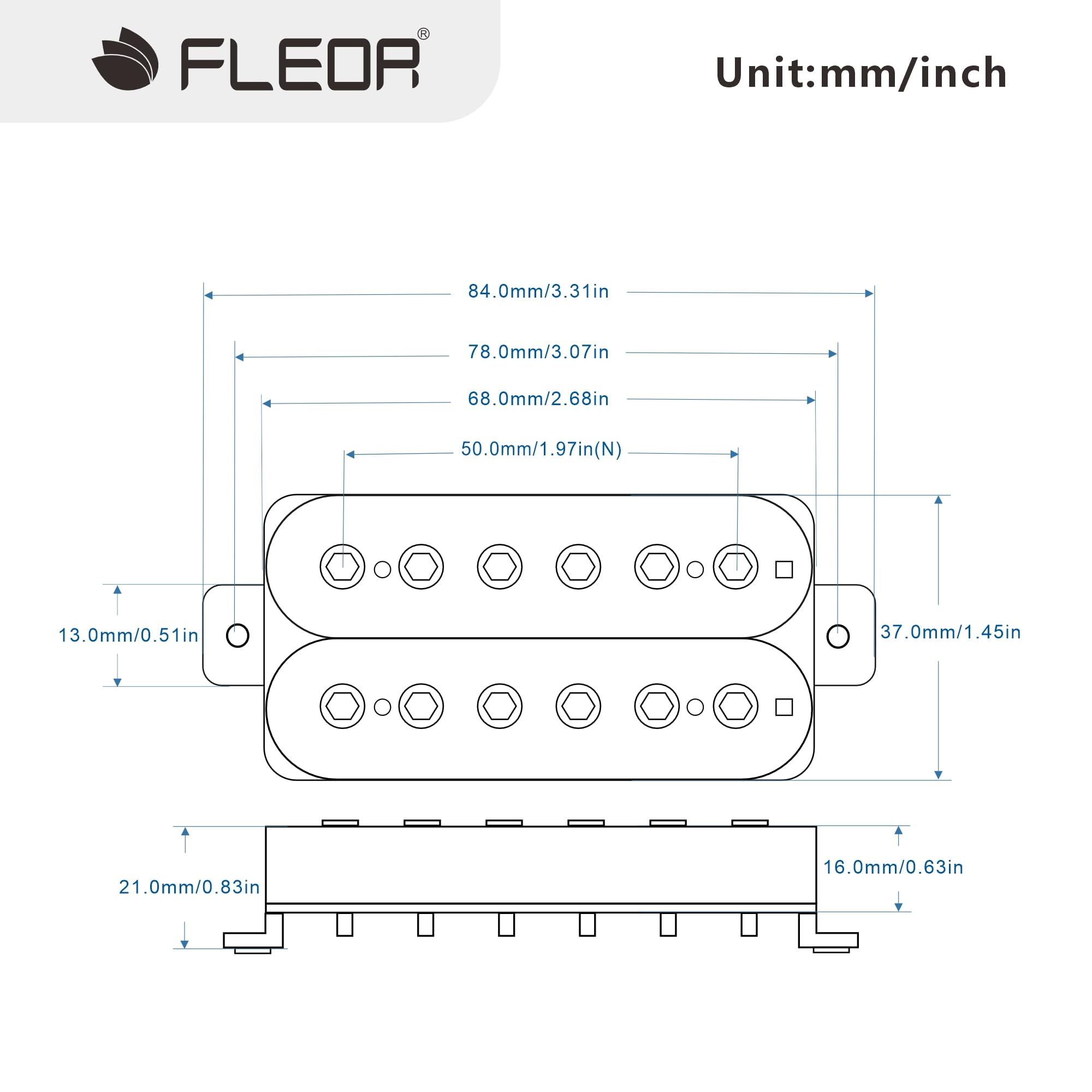 FLEOR Double Coil Guitar Humbucker Pickups Ceramic Neck Pickup for Electric Guitar Pickup-White