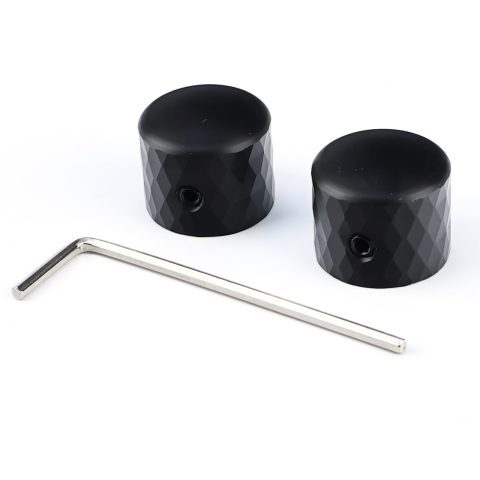OVSAL 2Pcs Aluminum Alloy Electric Bass Guitar Knobs Speed Control 6.1mm（15/64″） Potentiometer Shaft Dome Metal Volume Tone Knobs for Electric Bass Guitar Replacement Parts (Black)