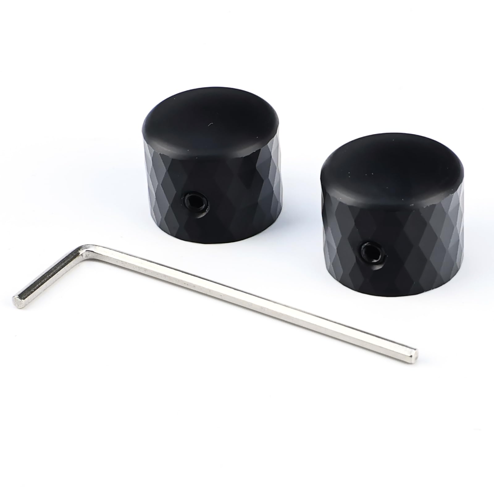 OVSAL 2Pcs Aluminum Alloy Electric Bass Guitar Knobs Speed Control 6.1mm(15/64″) Potentiometer Shaft Dome Metal Volume Tone Knobs for Electric Bass Guitar Replacement Parts (Black)