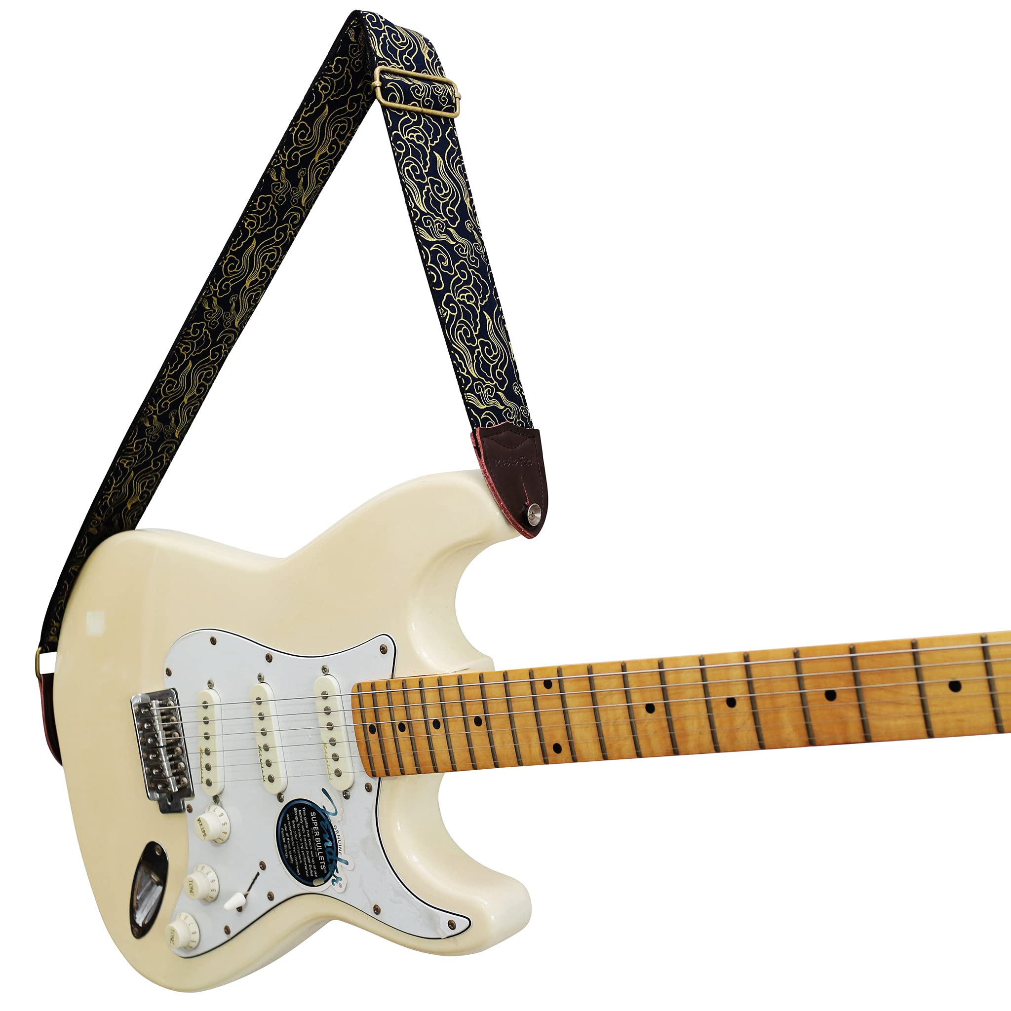 MUSIC FIRST Original Design, 2 inch width (5cm), Vintage Ukiyoe Style Auspicious Cloud Electric Guitar Strap Bass Strap (Auspicious Cloud)