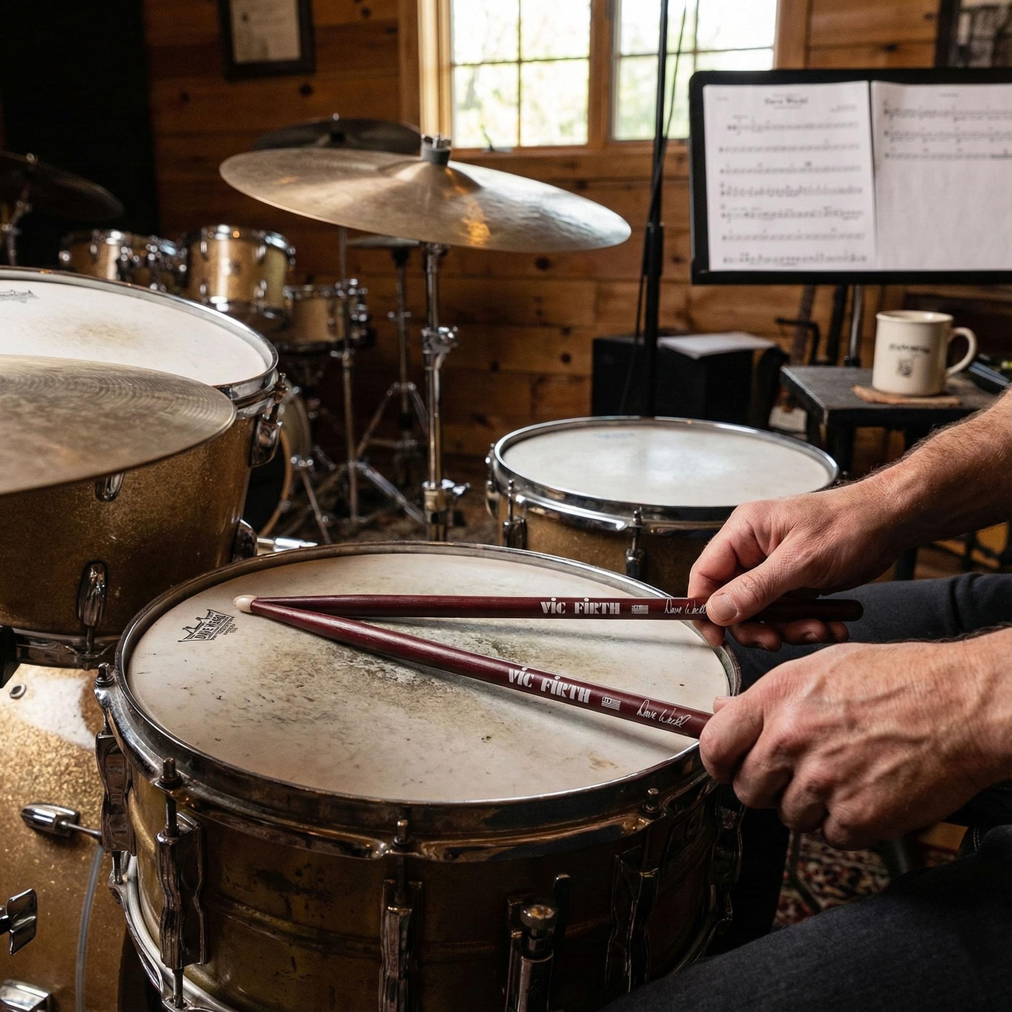 Vic Firth Signature Series Dave Weckl Nylon Tip Drumsticks – 6‑Pack Bundle with Austin Bazaar Polishing Cloth