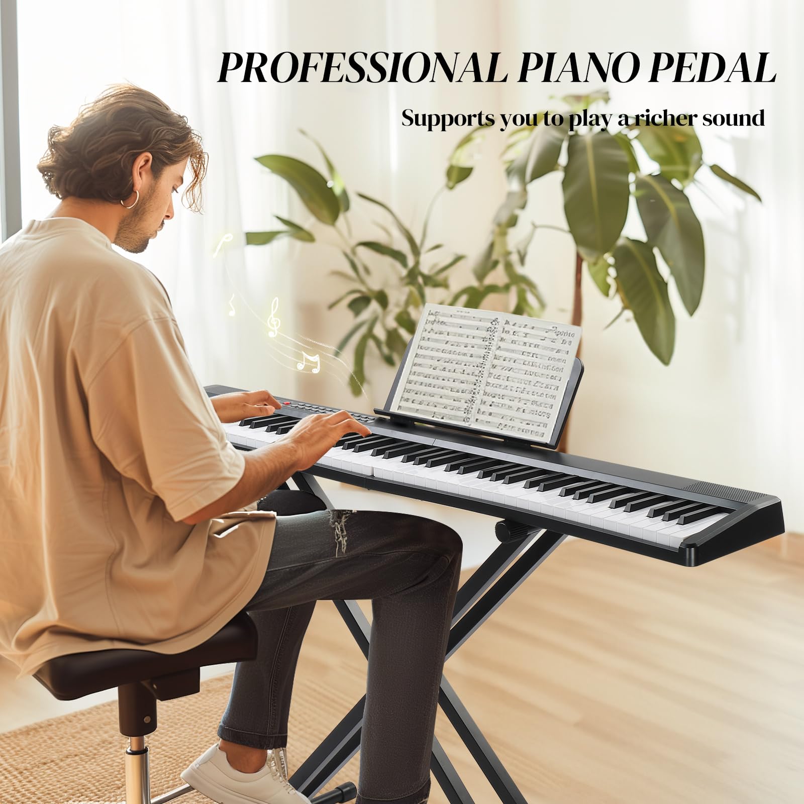 Ktaxon 88 Key Foldable Electronic Keyboard Piano, Electric Piano with Stand