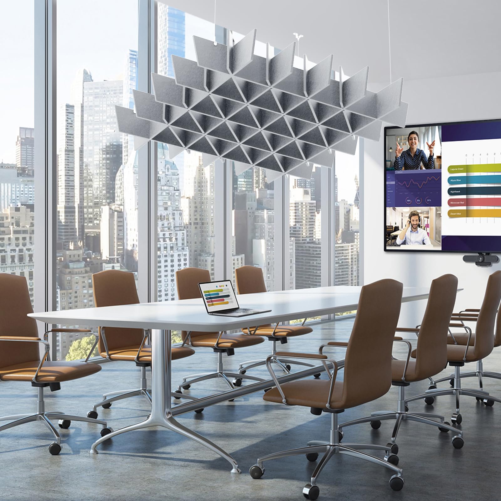 Acoustic Ceiling Panels Sound Absorbing Panels, Lattice Gray