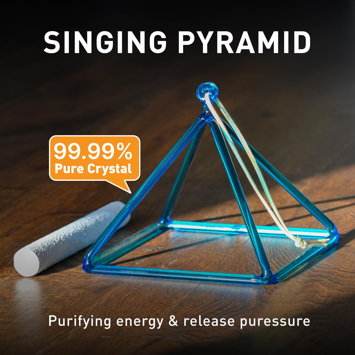 CVNC 7 Inch Clear Quartz Crystal Singing Pyramid Sound Healing Musical Instrument
