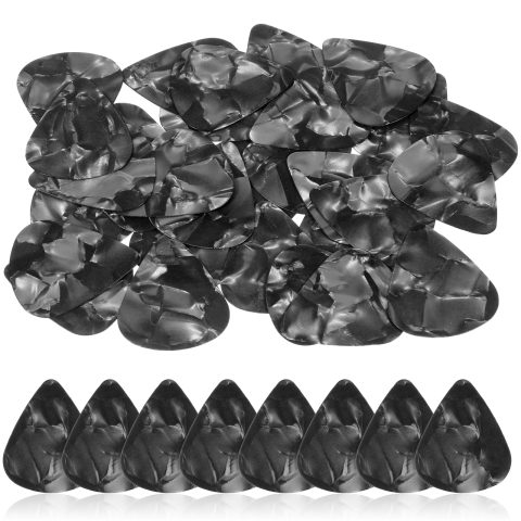 30pcs Black Guitar Picks, Celluloid Guitar Plectrums Bulk Guitars Picks Thin Pick And Bass Pick For Electric, Acoustic, Bass Guitars (0.5 Mm)
