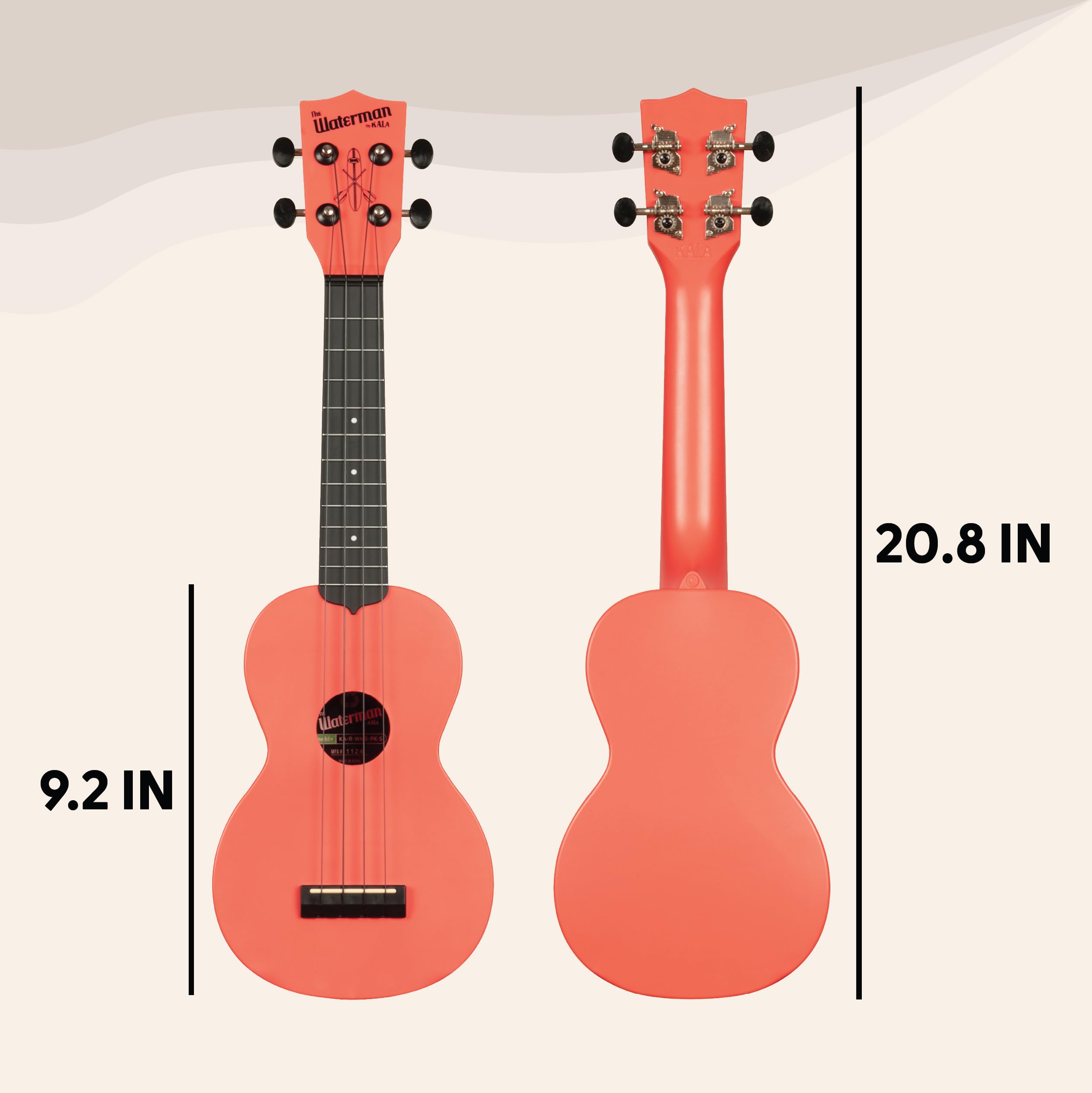 Kala KA-R-WMS-PK-S Soprano Recycled Waterman Ukulele – Pink Dust