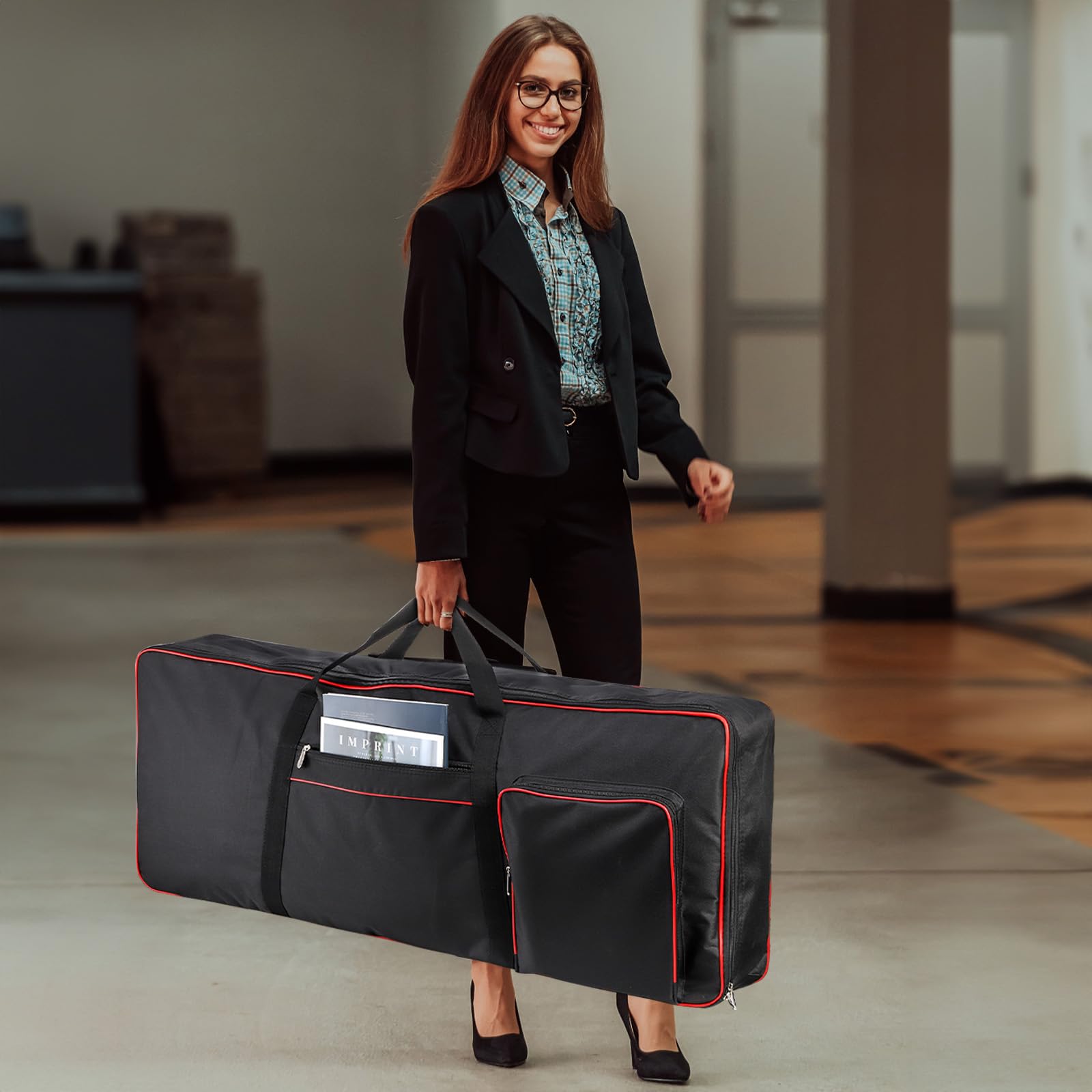 Okllen 61 Key Keyboard Gig Bag Case,Portable Durable Keyboard Piano Waterproof 600D Oxford Cloth with 10mm Cotton Padded Case Gig Bag