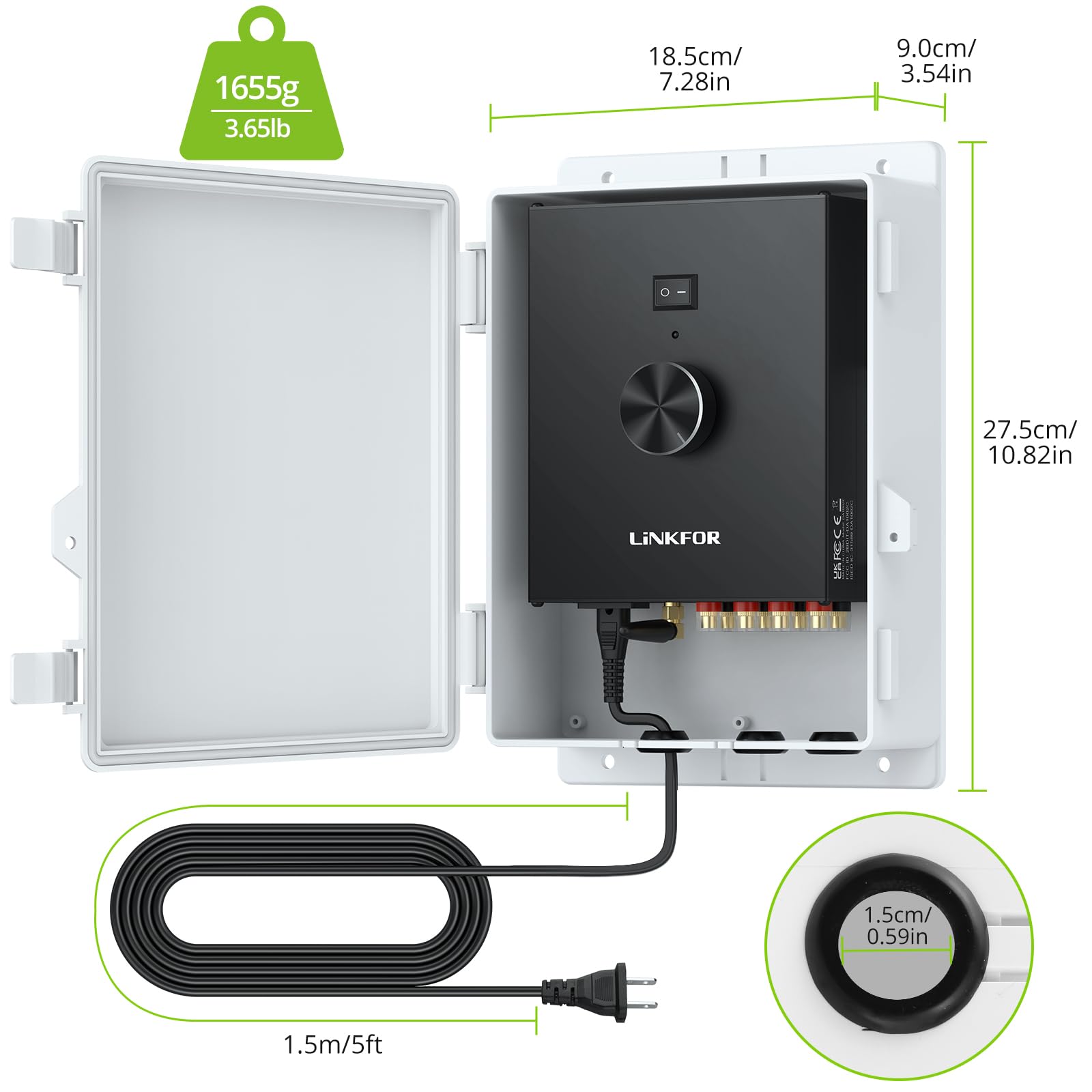 LiNKFOR 4.0CH Bluetooth 5.1 Power Amplifier 200W+200W, Waterproof Shell