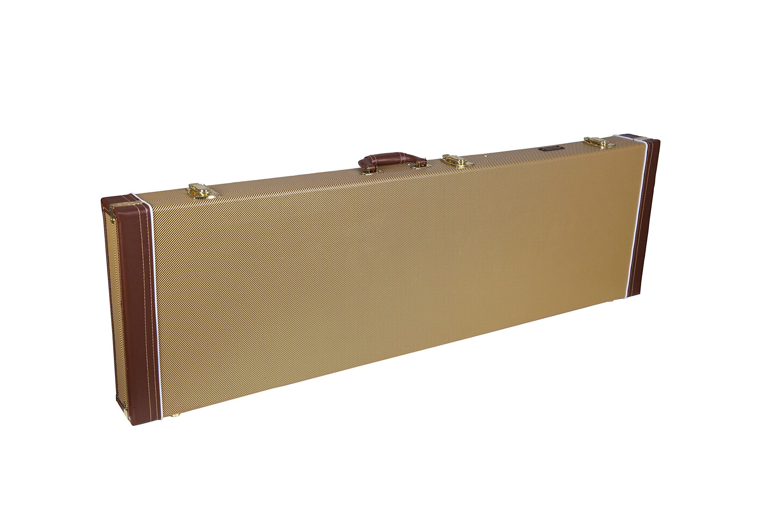 Crossrock Electric Bass Guitar Case- Sponge Lining, Metal Feet, Storage Space-Vinyl Tweed (CRW600BTW)